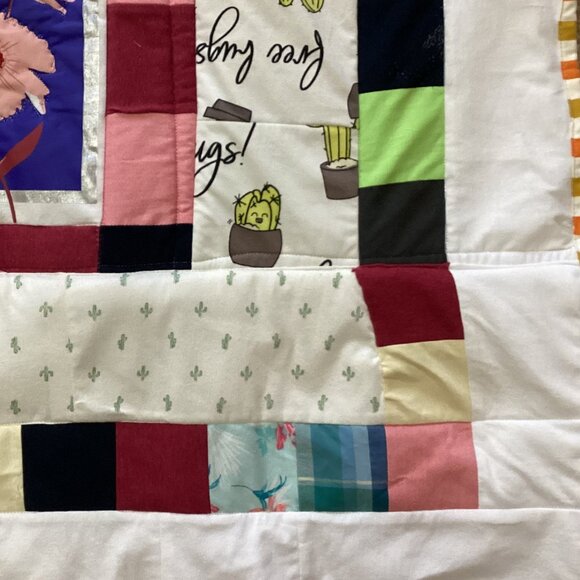 New Handmade T-Shirt Quilt Throw Thick Blanket Warm Winter Bedding - Picture 5 of 14